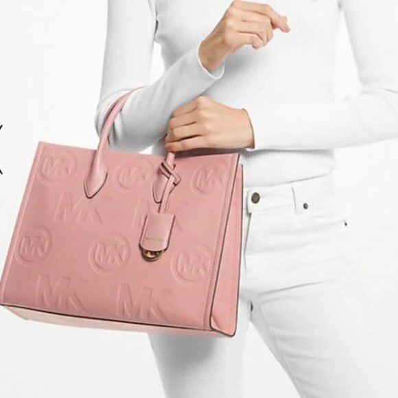 MICHAEL KORS LIMITED EDITI PRIMROSE Mirella Medium Logo Embossed Pebbled Leather - Picture 7 of 7